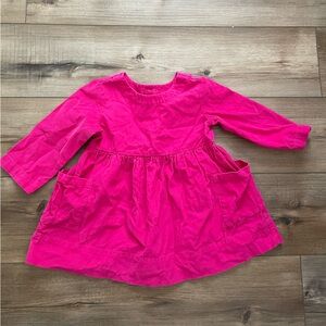 Hanna Andersson Fuchsia corduroy Long Sleeve Dress with pockets